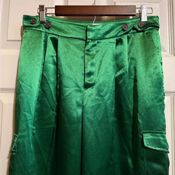 a new day Emerald Satin Wide-Leg Cargo Pants - Picture 4 of 12